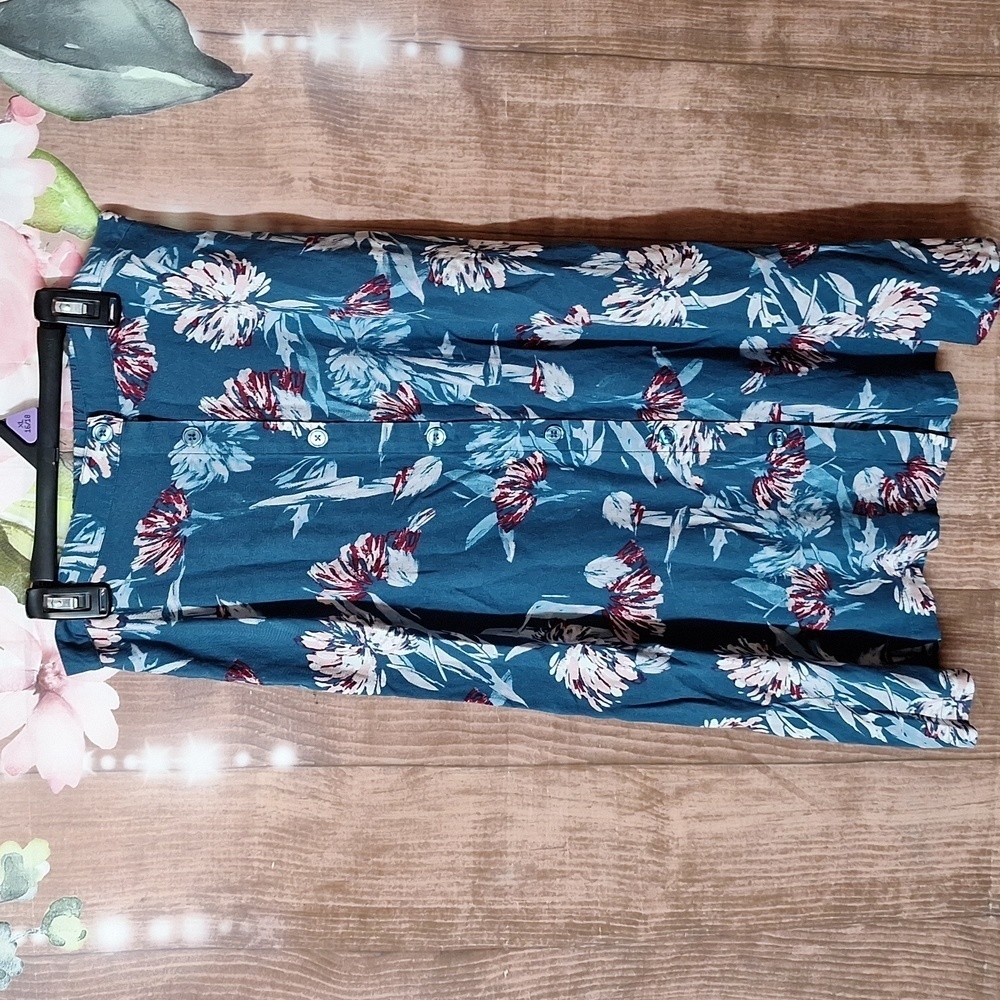 NATIONAL BLUE FLORAL PRINT SKIRT SIZE SMALL PETITE